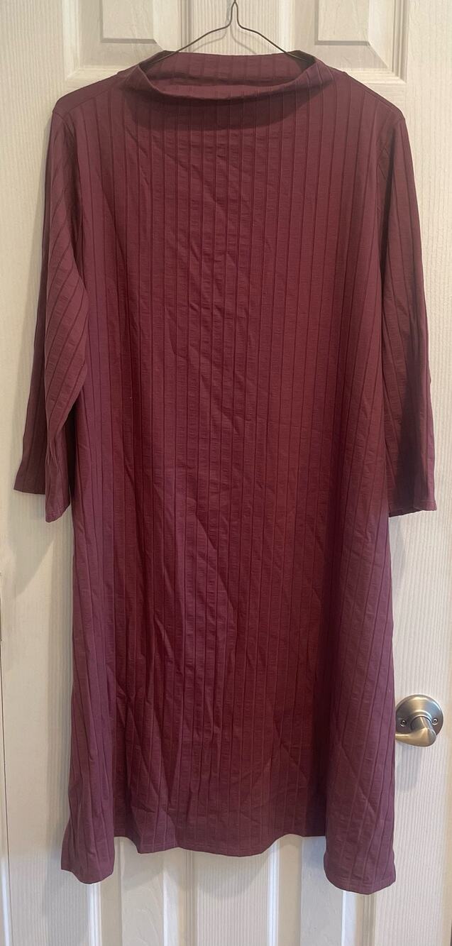 Eileen Fisher Ribbed Knit Knee Length Casual 3/4 Sleeve Dress, A33